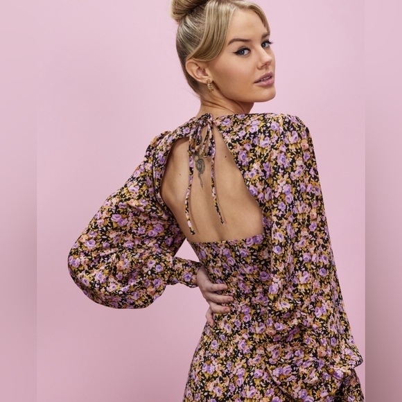 Topshop Extreme Sleeve Detail Open Back Midi Dress Size 6 - Picture 6 of 12